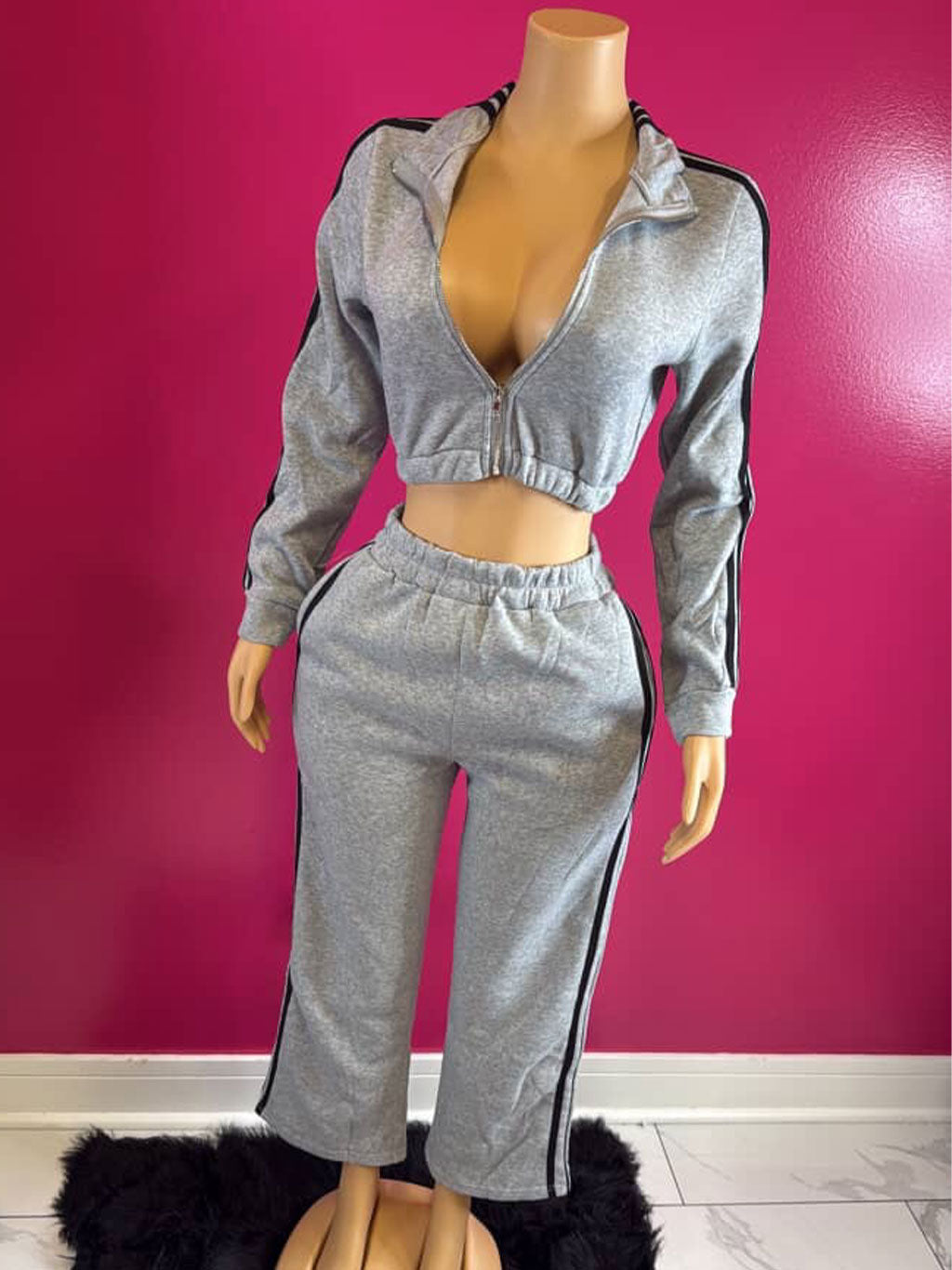 Crop Jacket Tracksuit Set