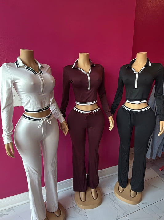 Polo V Top & Pants Set