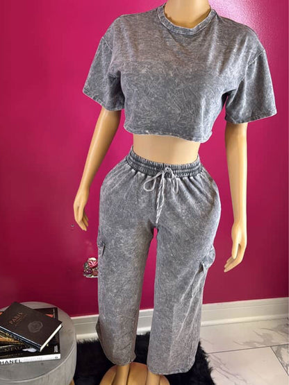 Crop Top & Cargo Sweatpants