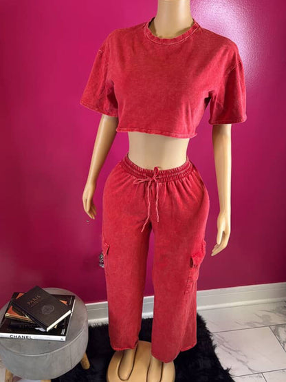 Crop Top & Cargo Sweatpants
