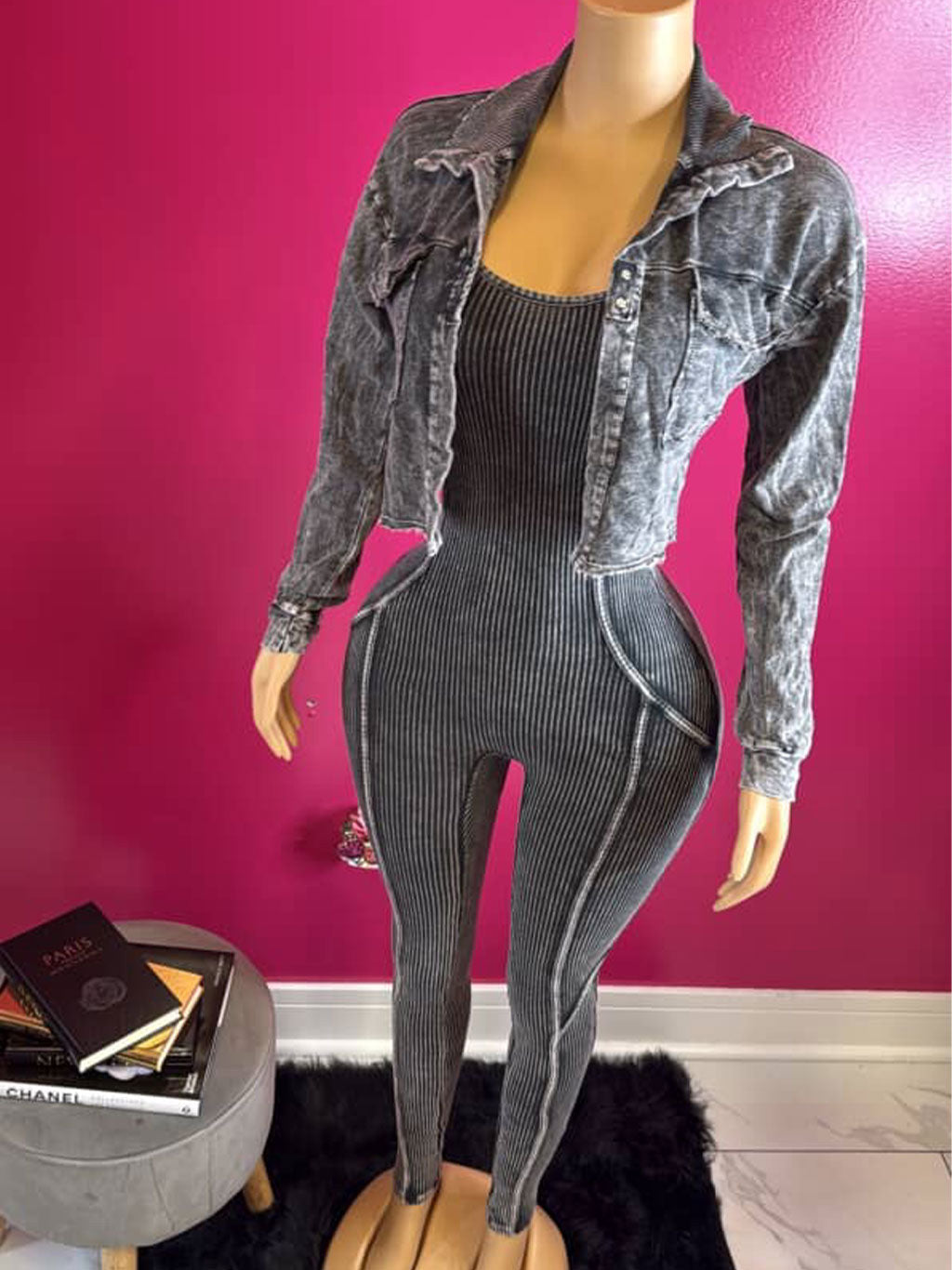 Cropped Jacket & Jumpsuit Set
