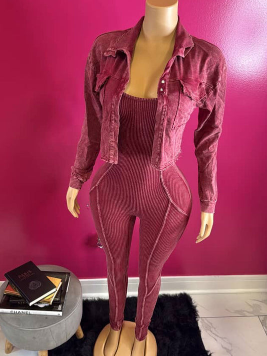 Cropped Jacket & Jumpsuit Set