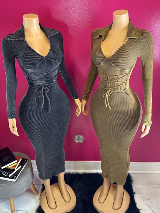 Front Lace Midi Dress