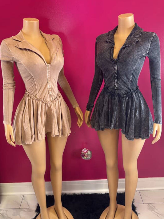 Long Sleeve Skirt Romper